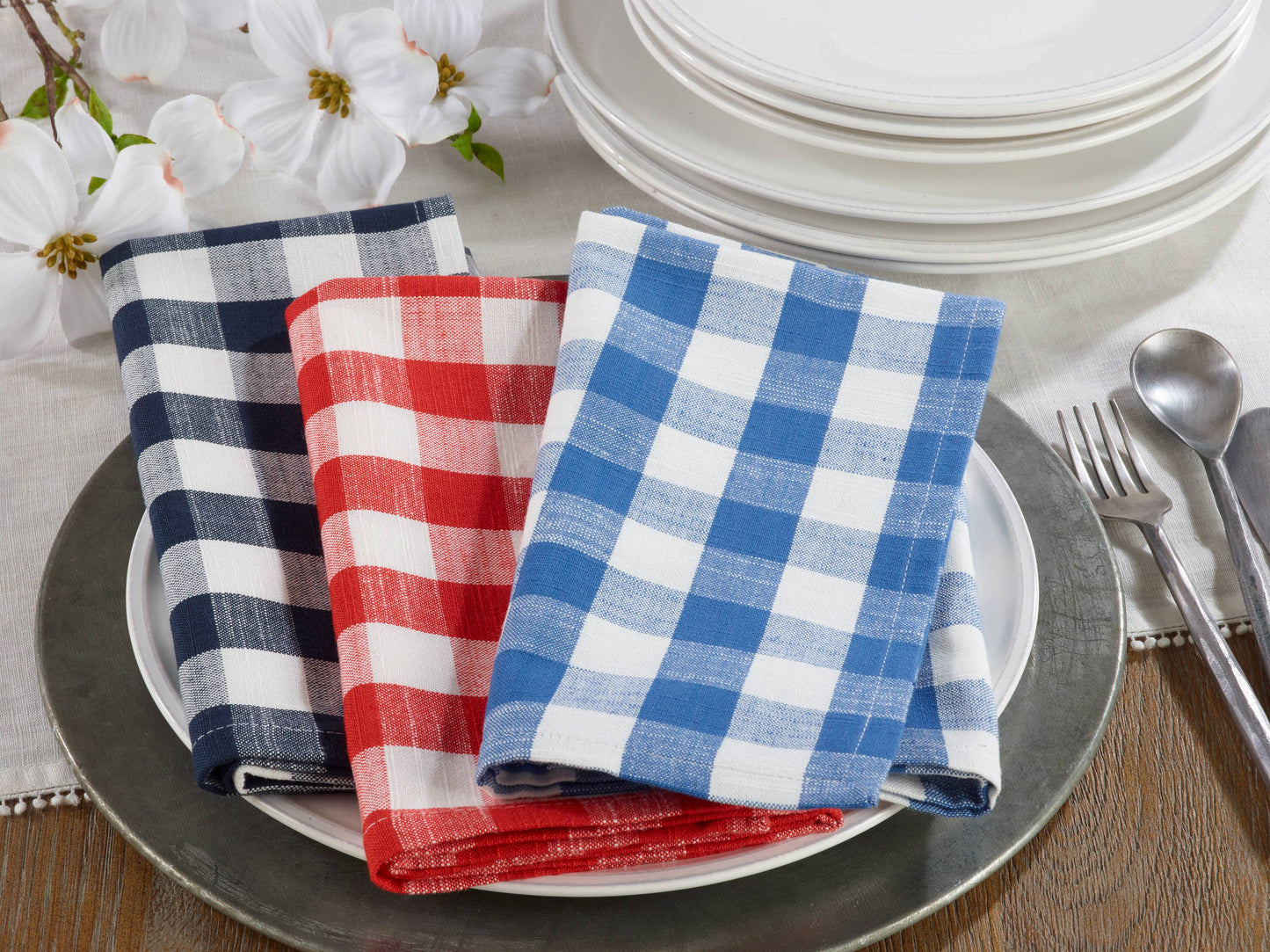 Gingham Design Napkins - Set of 4