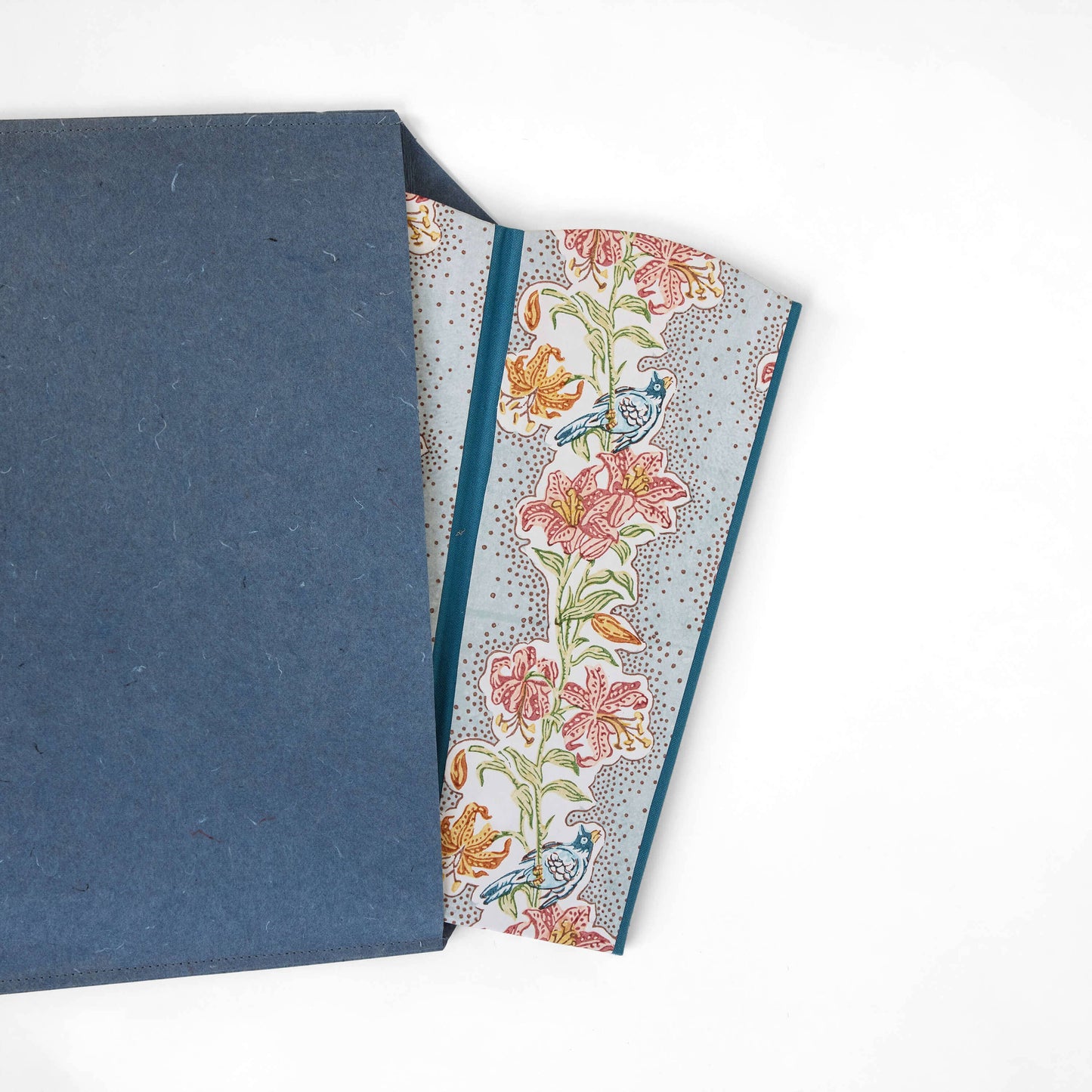 Block-Printed Scalloped Collapsible Basket - Sky Meher