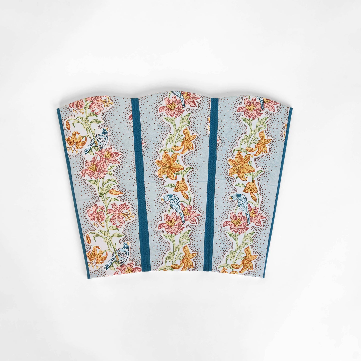 Block-Printed Scalloped Collapsible Basket - Sky Meher