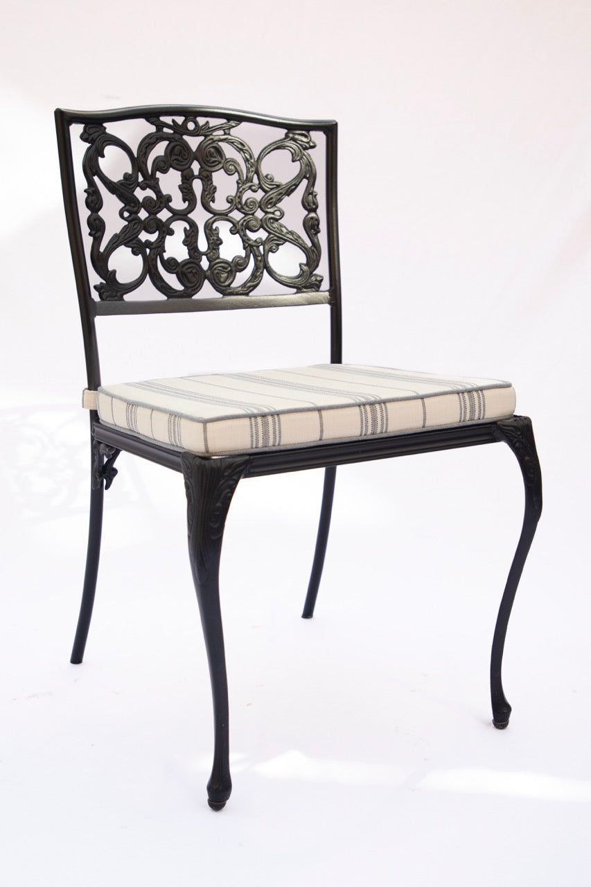 Vintage Scroll Regency Style Patio Side Chairs, Set of 5