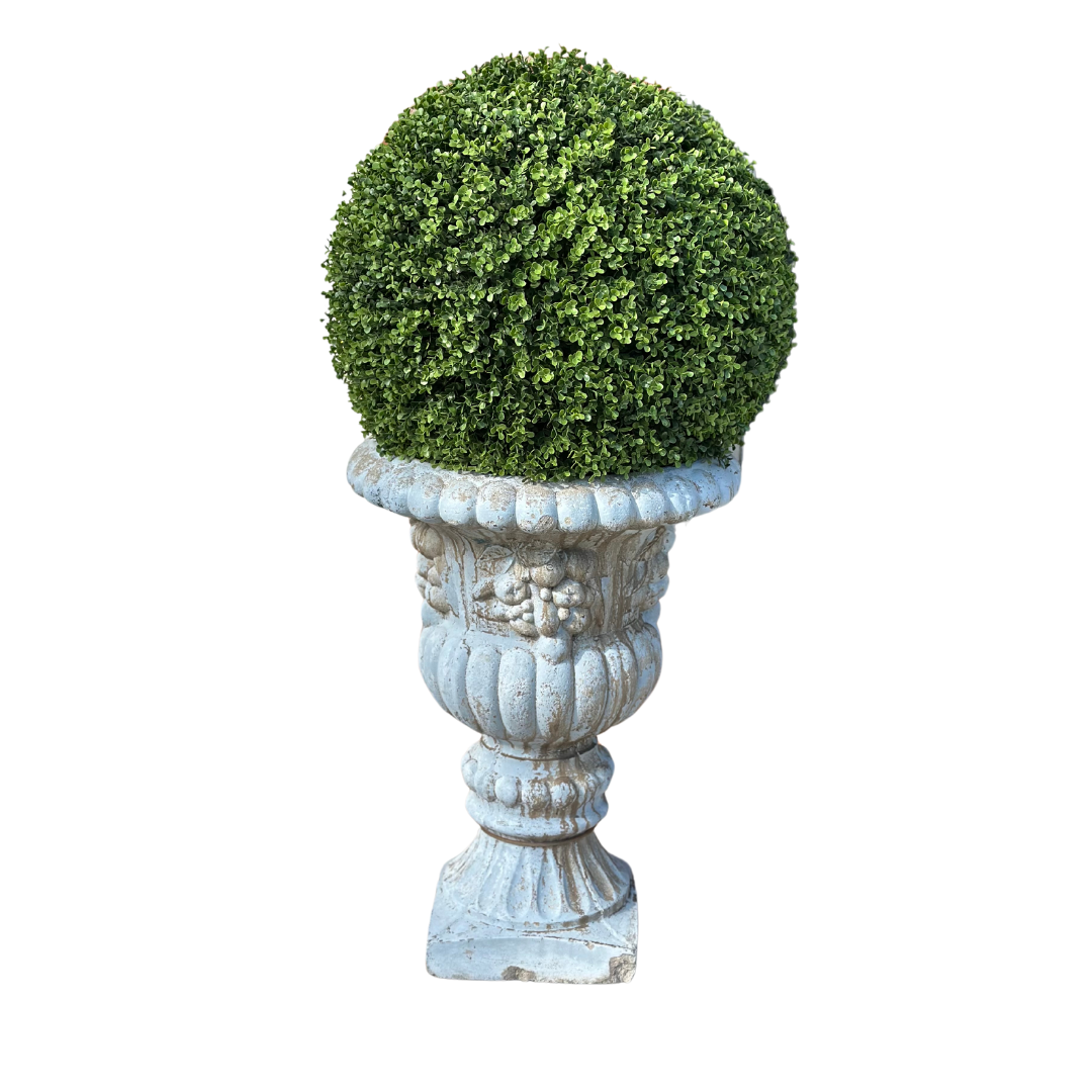 Pair of Painted Concrete Garden Urns