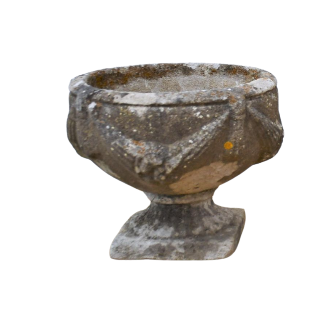 Pair of English Concrete Goblet Planters