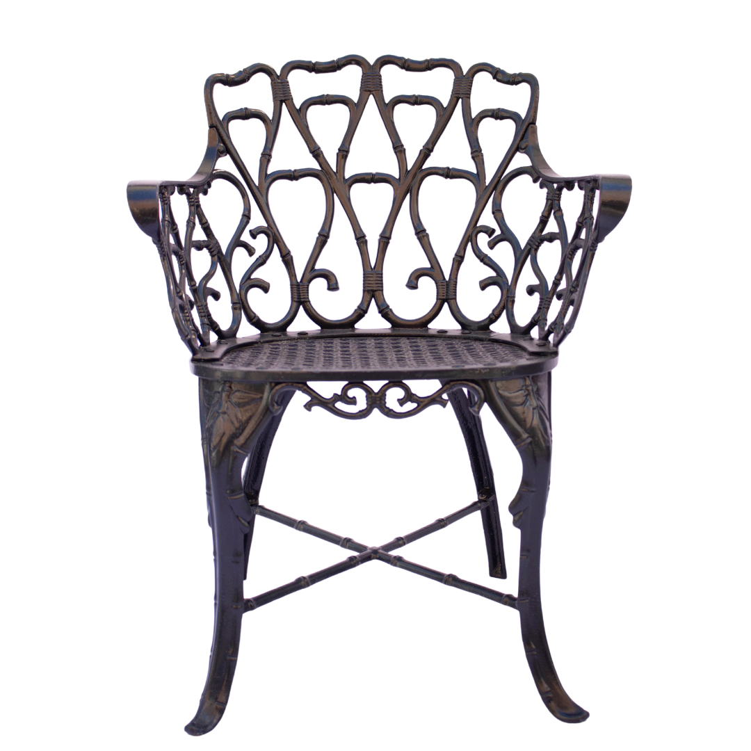 Bamboo-Style Aluminum Arm Chairs, Set of 4