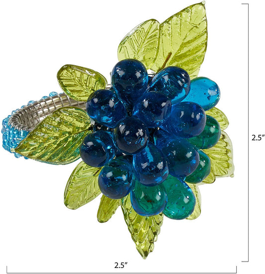 Beaded Flower Napkin Rings - Set of 4