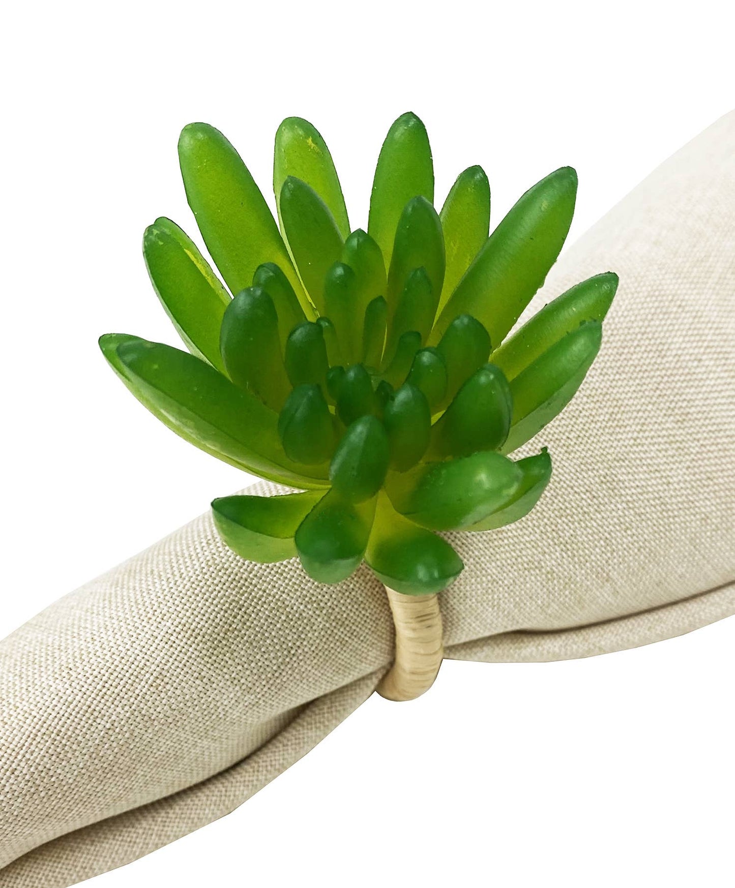 Green Faux Succulent Napkin Rings - Set of 4