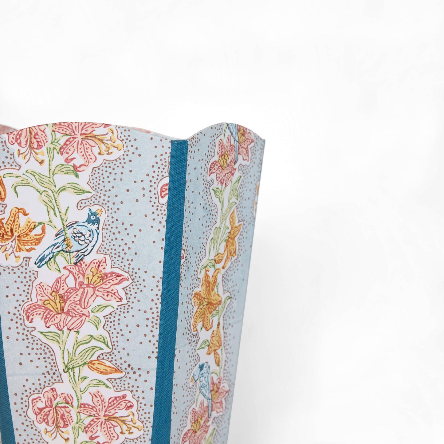 Block-Printed Scalloped Collapsible Basket - Sky Meher