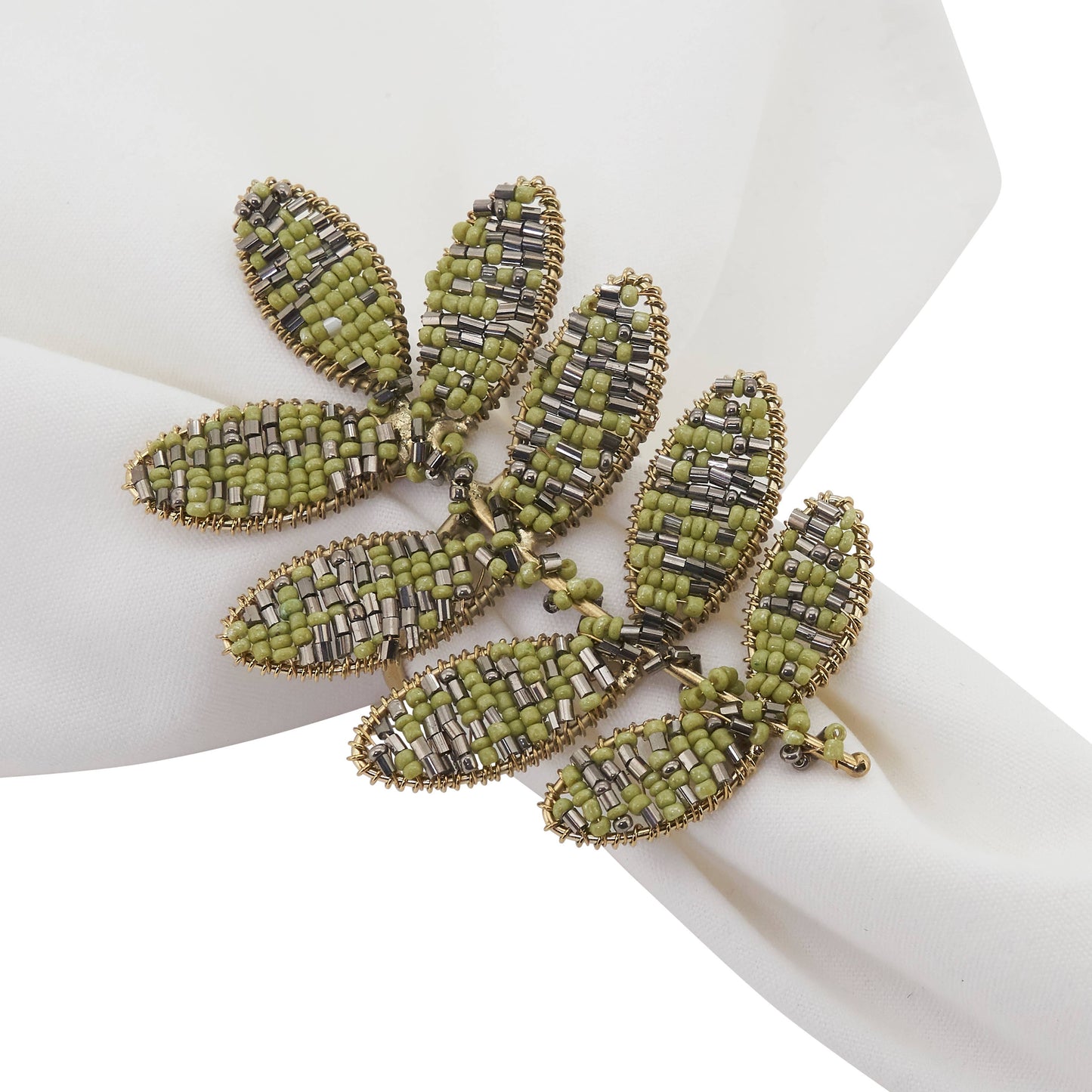 Beaded Leaf Napkin Ring