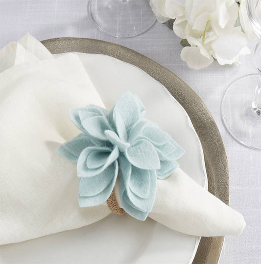 Felt Flower Napkin Rings - Set of 4