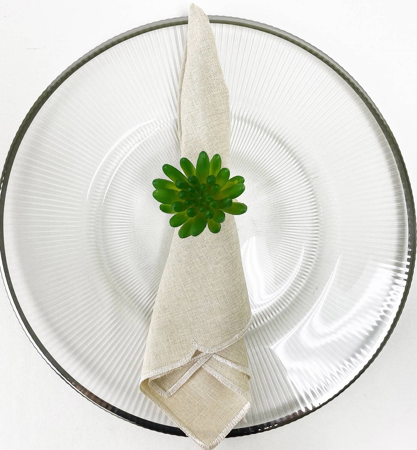 Green Faux Succulent Napkin Rings - Set of 4