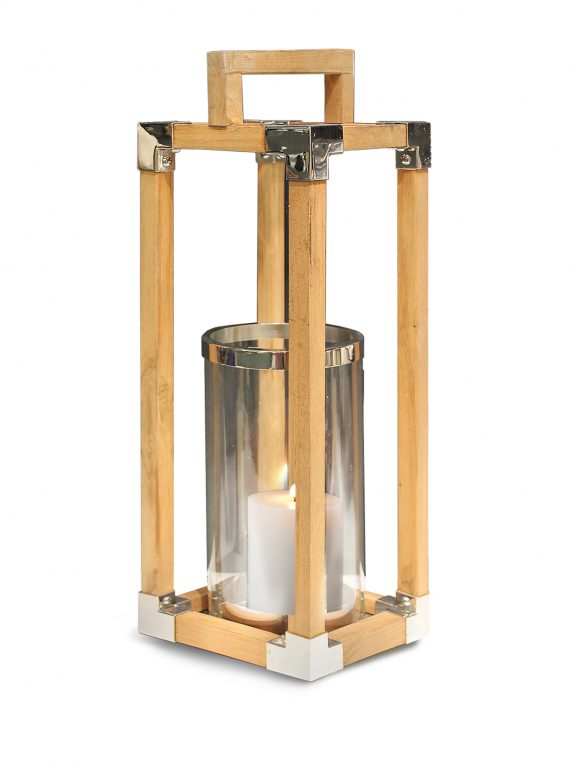 Teak and Stainless Steel Lantern