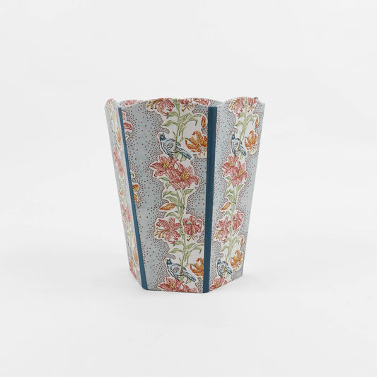Block-Printed Scalloped Collapsible Basket - Sky Meher