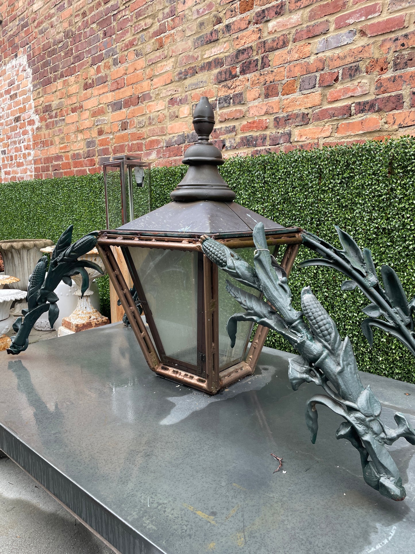 Cast Iron and Copper Entryway Gas Lantern
