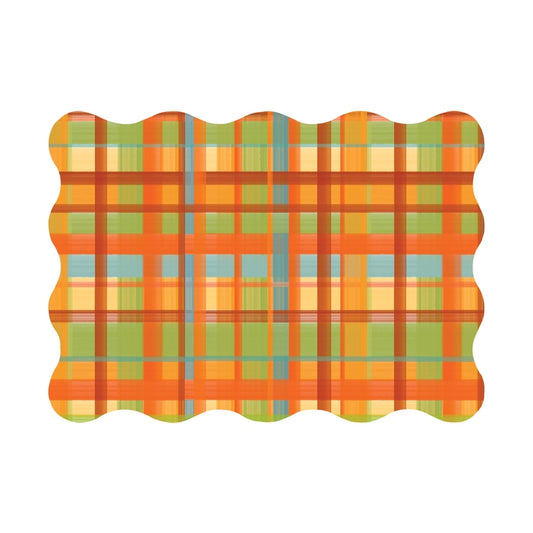 Fall Plaid Rectangular Paper Scalloped Placemats