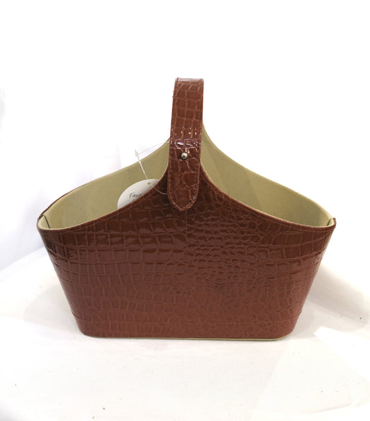 Faux Red Leather Container