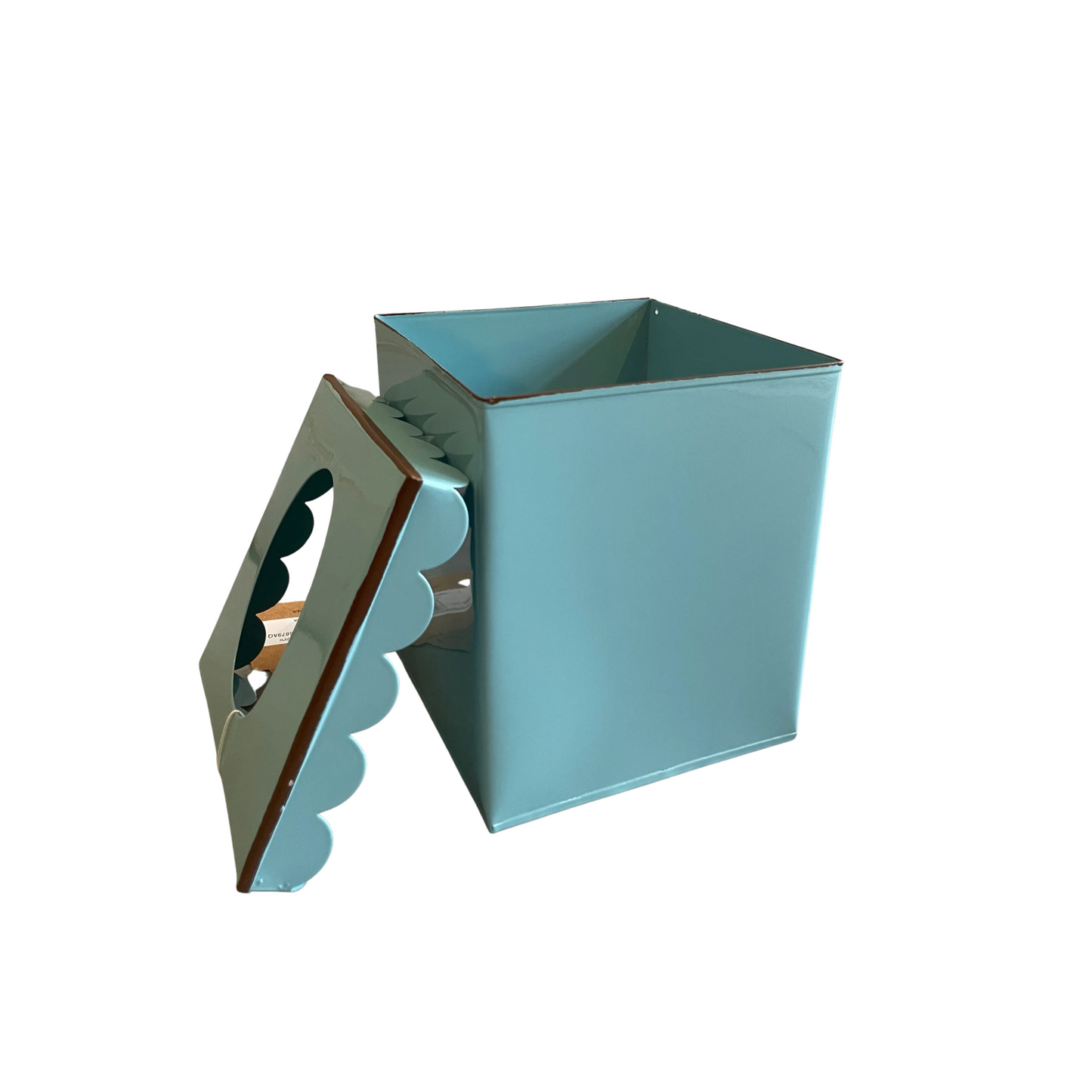 Aqua Enameled Tin Tissue Box Holder