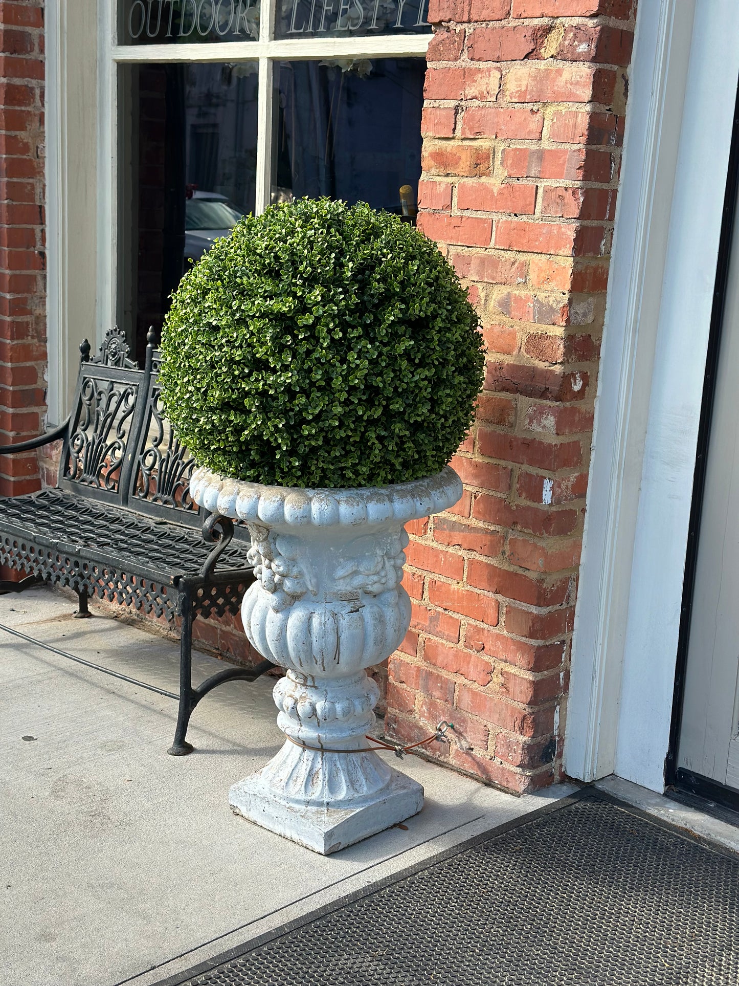 Pair of Painted Concrete Garden Urns