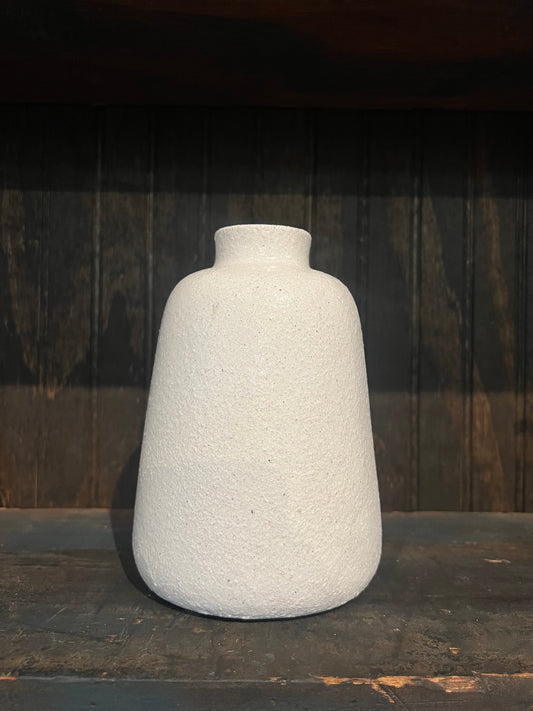 White Stoneware Vase, Angled Sides
