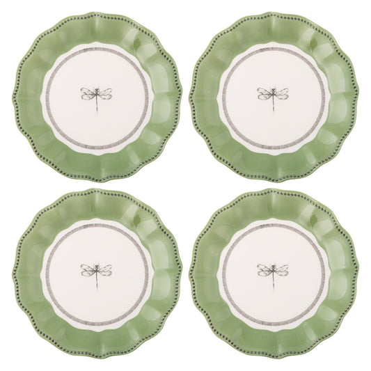 Green Dragonfly Salad/Luncheon Plates - Set of 4