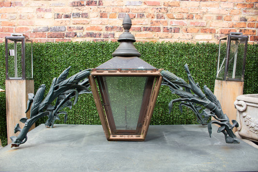 Cast Iron and Copper Entryway Gas Lantern