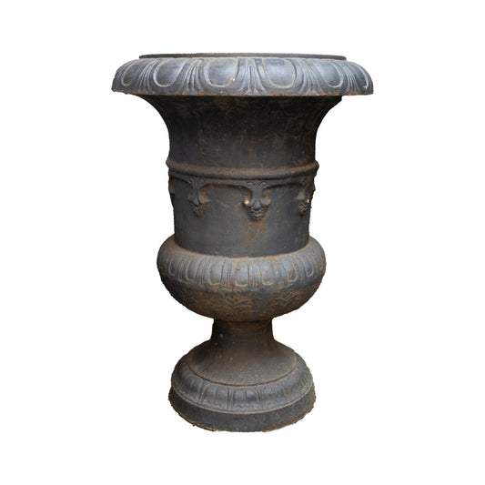 Pair of Iron Urns with Round Bases
