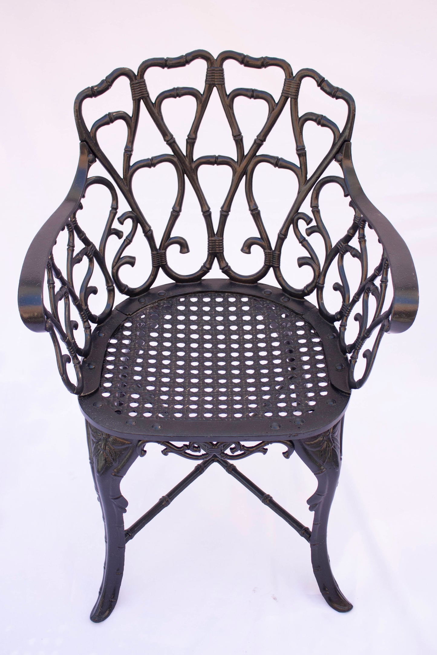 Bamboo-Style Aluminum Arm Chairs, Set of 4