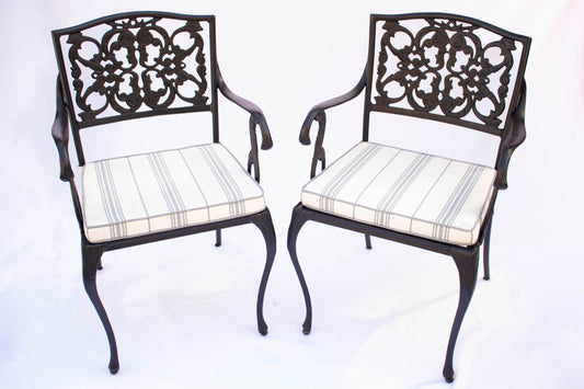 Vintage Scroll Regency Style Patio - Pair Arm or Host Chairs