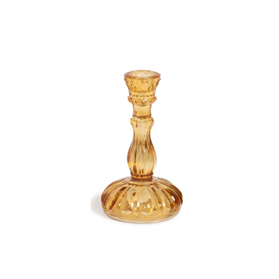 Maybelle Amber Glass Candle Holder
