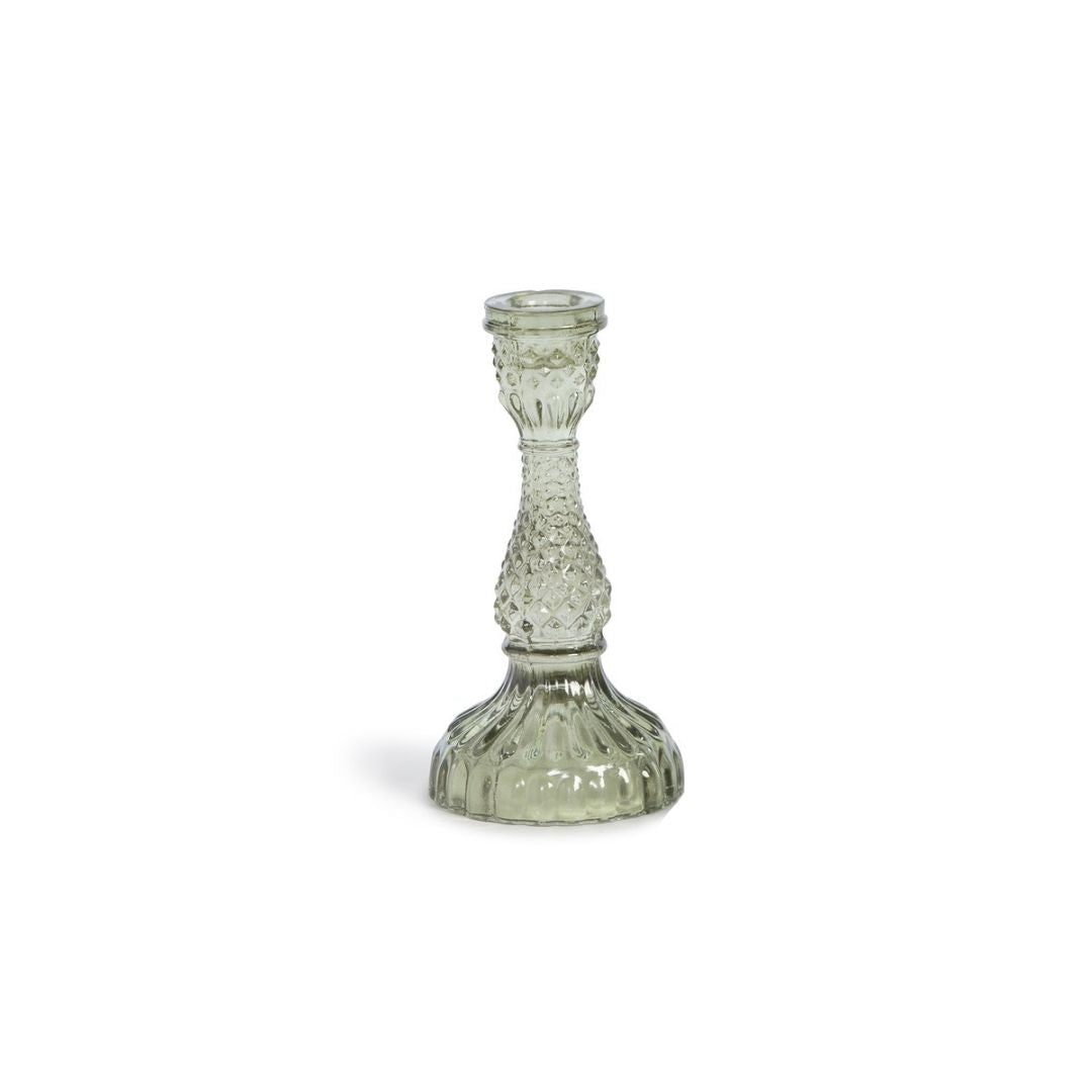 Maybelle Green Glass Taper Holder