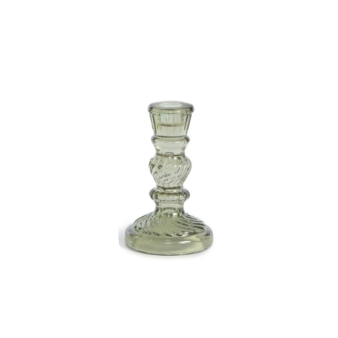 Maybelle Green Glass Taper Holder