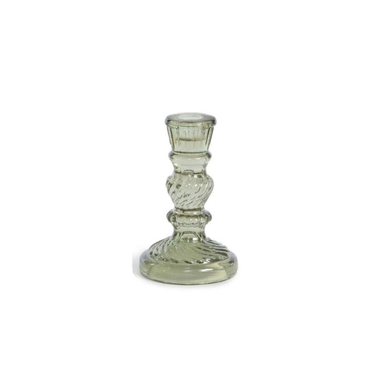 Maybelle Green Glass Taper Holder