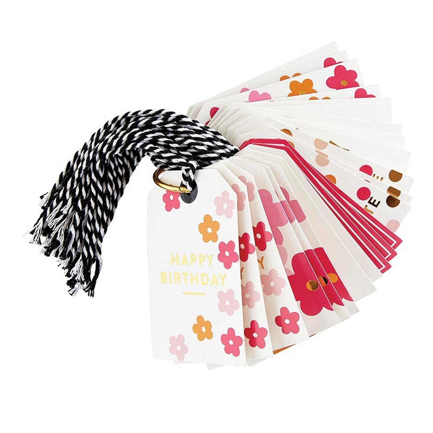 Pink Flowers Birthday Gift Tags