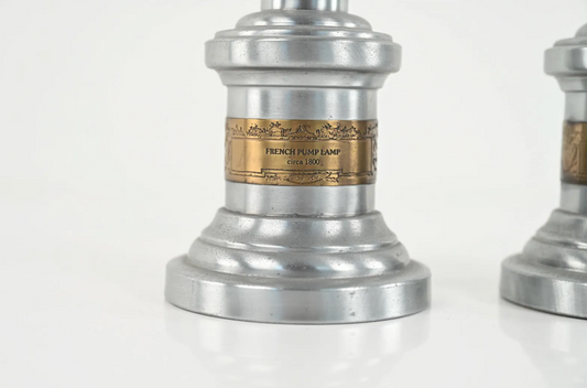 Reproduction French Pump Oil Lamp Pair
