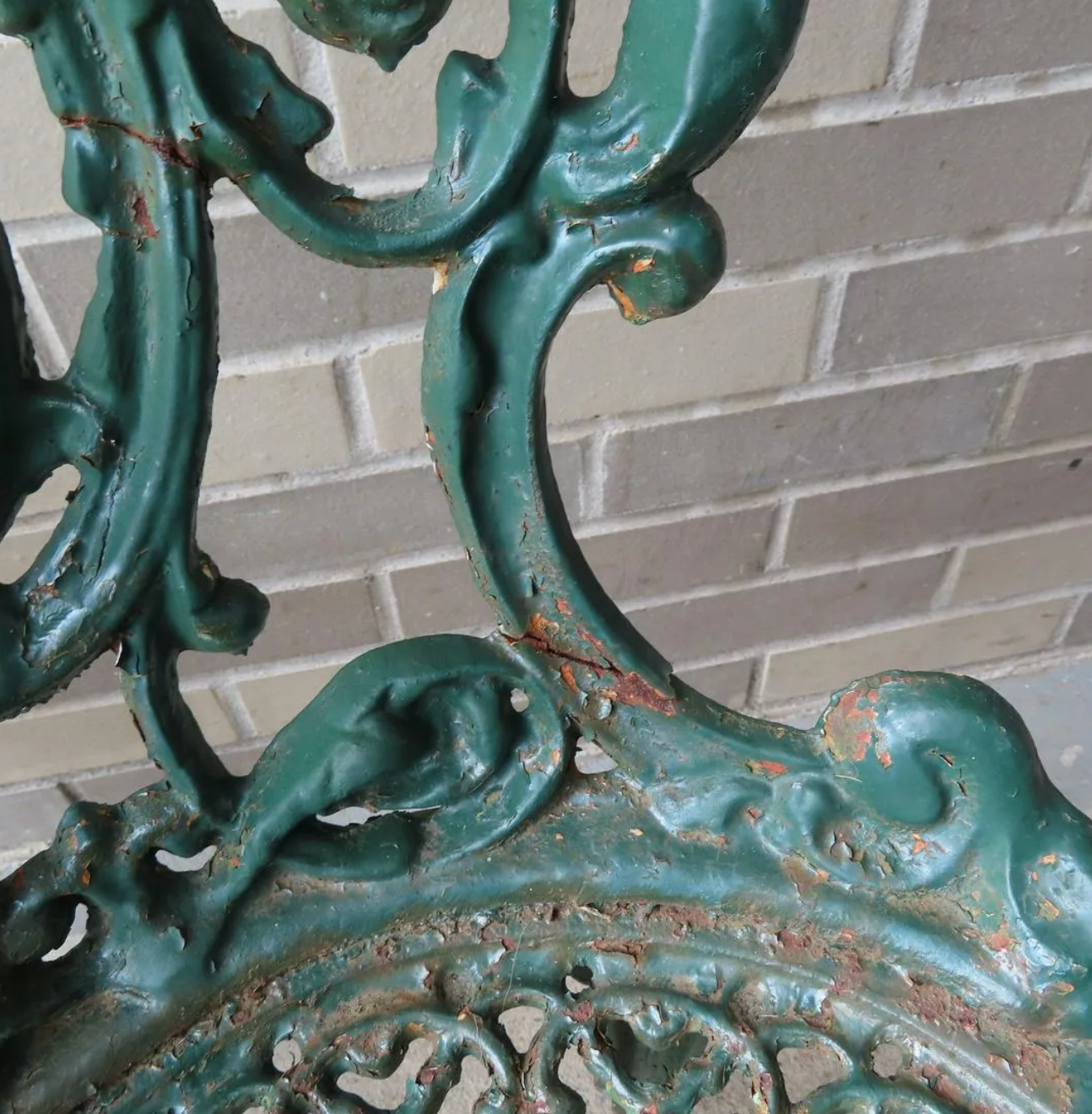 Pair of Fancy Cast Iron Garden Chairs w/ Pierced Back and Seats