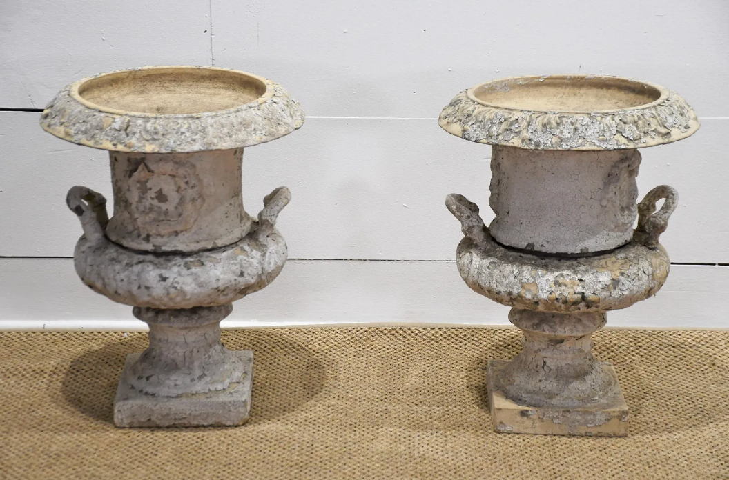 Pair Of Terracotta Garden Urns with Handles