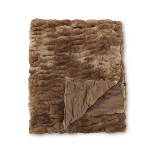Ribbed Faux Fur Throw Blanket, 60"