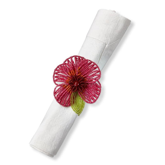 Beaded Flower Napkin Rings - Set of 4