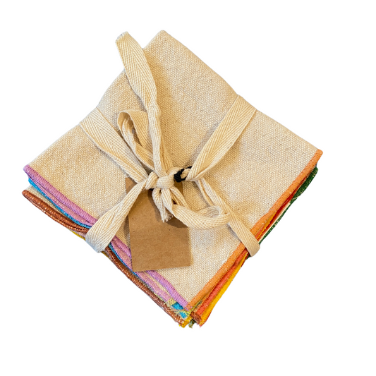 Color-Edged Woven Cotton Napkins - Set of 4