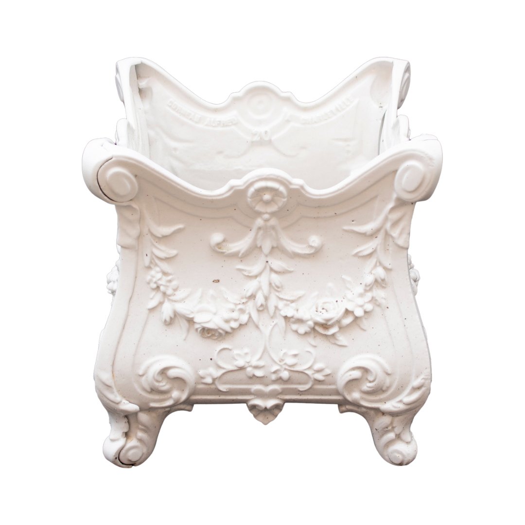 White Cast Iron French Square Planter