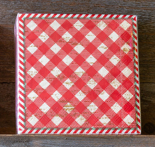 Festive Gingham Paper Cocktail Napkins
