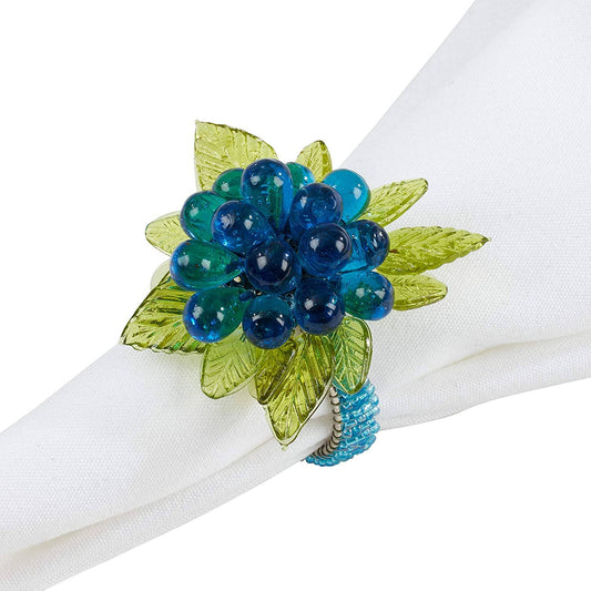 Beaded Flower Napkin Rings - Set of 4