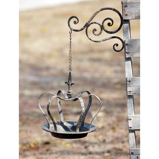 Hanging Crown Bird Feeder with Metal Wall Bracket