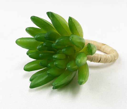 Green Faux Succulent Napkin Rings - Set of 4