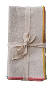 Color-Edged Woven Cotton Napkins - Set of 4