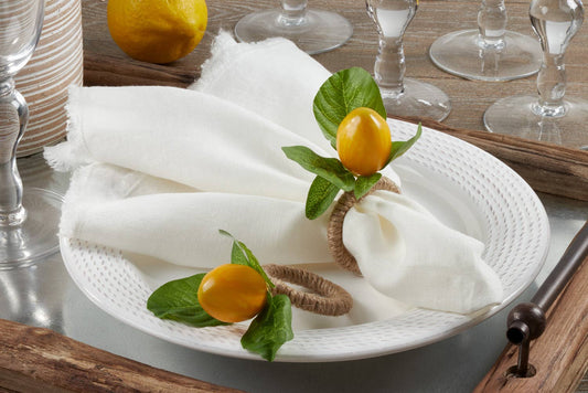 Lovely Lemon Rope Ring Napkin Rings - Set of 4