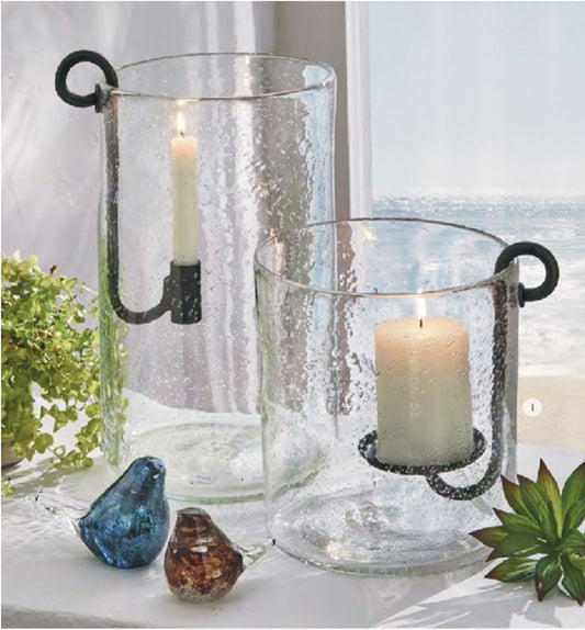 Candle Holder Large Glass/ Metal
