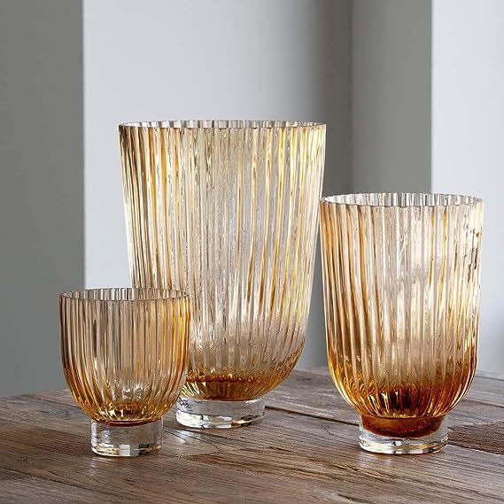 Melon Glass Vase with Clear Base