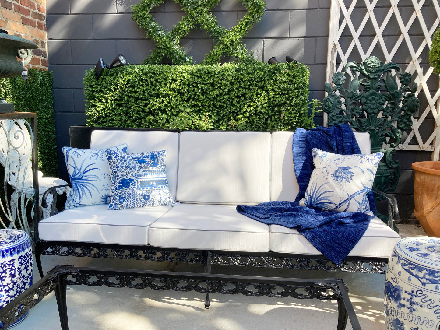 Vintage Scroll Regency Style Outdoor Patio Sofa