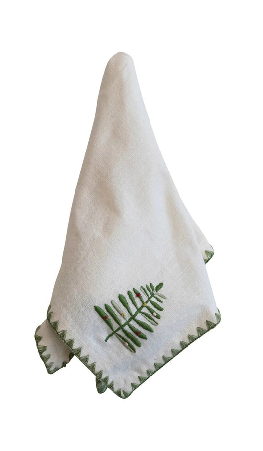 Embroidered Tree Napkins, Set of 4