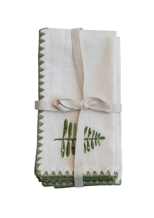 Embroidered Tree Napkins, Set of 4