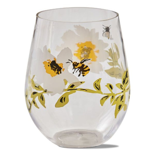 Bee Floral Stemless Wine, Set of 4